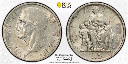 Italy 1937 anno silver - anno, 5