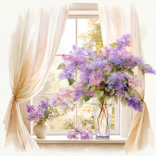 Wandbild Fenster Blumen Vase