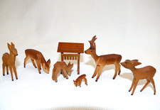Erzgebirge Krippen Figuren Reh Gruppe 1 Hirsch 5 Rehe 1 Futterkrippe