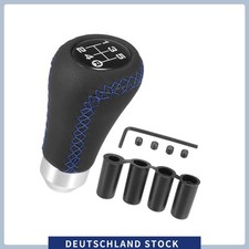Schwarz Universal 5 Gang Auto Schalthebel Stick Schaltknauf PU Leder Blaue Nähte