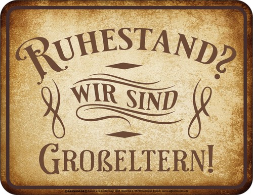 Oma opa blechschild ruhestand - blechschild,