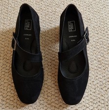 Schuhe Pumps Damen Mädchen Easy Street EUR Gr. 6 1/2 Schwarz Velours Schnalle