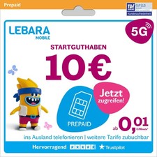 LEBARA Prepaid SIM-Karte mit 10€ Startguthaben inkl. 5G