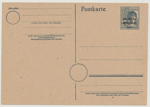 Sowjet zone 1948 ganzsache - zone,