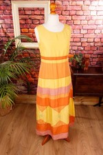 Vintage 90er Jahre Seide Kleid orange bunt lang WASCHBÄR 38