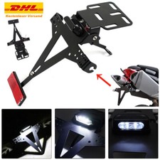 Universal Motorrad Kennzeichenhalter Nummernschildhalter & LED Rücklicht Schwarz