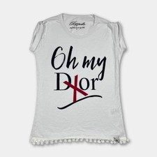 T-Shirt Damen Gr. S Ranpollo Weiß Print Dior