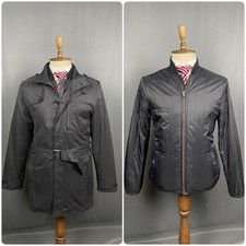 Neu mit Etikett Armani Kaban schwarzer langer Trenchcoat + Innenfutter für He...