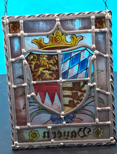 Antikes glasbild bayern - antikes, wappen