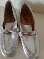 XYXYX Slipper Halbschuh Leder Silber Gr 39 Neu