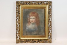 Rothaariges Mädchen Portrait Pastellmalerei unsigniert um 1900 (BG2542)