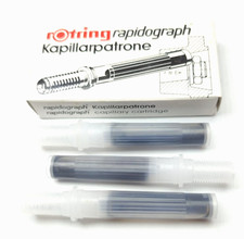 NEU Vintage ROTRING RAPIDOGRAPH Tinten Kapillar Patronen 1 Box 3 Patronen Rar...