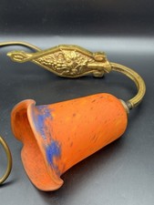 Wandlampe Charles Schneider signiert Le Verre Francais Glasschirm Messing