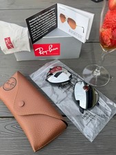 Ray-Ban Aviator Sonnenbrille, Schwarz, Herren small Voll VERSPIEGELT