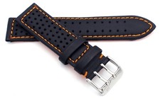 Sulla Uhrenarmband wasserdicht Kalbsleder 20mm, 22mm, 24mm - orange / gelbe Naht