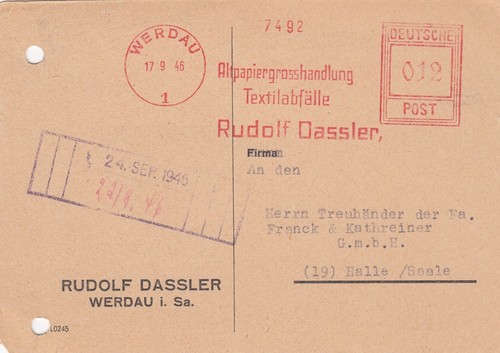 Werdau postkarte 1946 rudolf - postkarte, 1946,