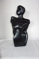 Art Deco "Lindsey B Balkweill Style" Frau weiblich schwarz Keramik Büste 80 er