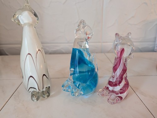 Katzen figuren glas - set, 3