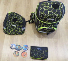 Ergobag Schulranzen Jungen, Schwarz Gelb Neon mit Sporttasche und Mäppchen