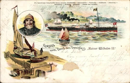 Litho dampfer kaiser wilhelm - litho,
