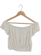 H&M X COACHELLA COLLECTION Cropped Top Damen Top Gr. DE 36 wollweiß Casual-Look