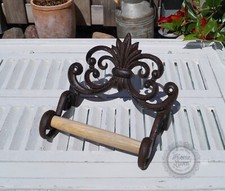 Toilettenpapierhalter mit Holzstab aus Eisen Vintage Shabby Chic Landhaus