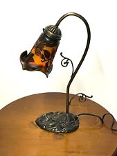 Wunderschöne Messing Pate De Verre Galle Stil Tischlampe  1 Flammig