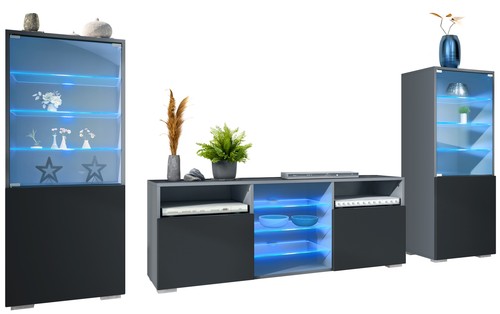 Wohnwand lowboard vitrine - wohnwand,