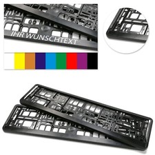 2 St Kennzeichenhalter Schwarz, Text Farbig Wunschbeschriftung 520 x 110 mm 