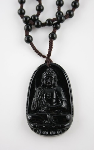 Schwarzer obsidian anhänger - schwarzer,