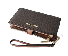 MICHAEL KORS Portemonnaie JET SET TRAVEL LG DBL Zip Wristlet braun