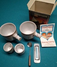 3x CERAMANO mini Party Set Feuerzangenbowle - Keramik 70er - PUNSCH - flambieren