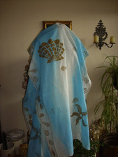 Dekostoff Maritim-Muscheln-blau -gold   3,00 cm Lang  + 0,90 cm  breit +Dekoband