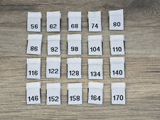 50 Stück gewebte Größenetiketten Kindergrößen 44 bis 170 / Einnäher Webetikett
