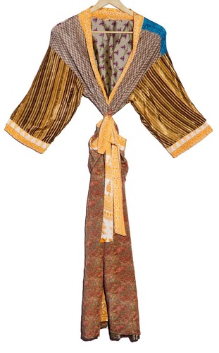 Indian patchwork seide kimono - patchwork,