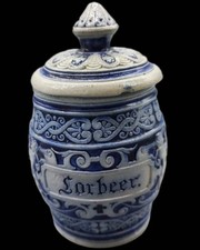Vintage Westerwald Vorratsdose - Lorbeer - Salzglasur Blau - 70er - 10x7 cm