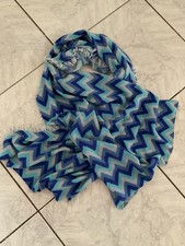 Kaschmir-Schal Stola Blaues Zickzack-Muster von Zwillingsherz