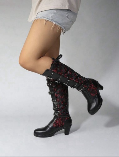 Women punk high heel boots - high,