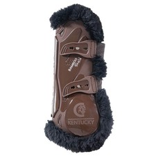 Kentucky Horsewear Braun/Schwarz L Gamaschen Bamboo Elastik Kunstfell