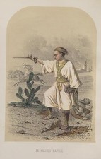 Araber Berber Steinschloß-Pistole Schütze Kabylen Mauren Turban Algerien Marokko