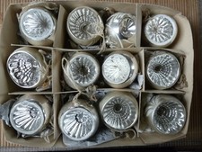 12  alte Reflexkugeln, silber /weiß ,Lauscha, 6 cm Durchmesser