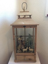 XXL Holz Laterne m. Krippe beleuchtet handgemacht von Hand dekoriert Einzelstück