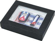 Zigarren Set „Cuba Flag“ – Aschenbecher, Jetfeuerzeug & Cutter im Geschenkset
