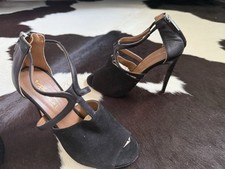 Edle High Heel Sandalette Pumps Schuh Wildleder Schwarz 36 Bianca D. Dirndl