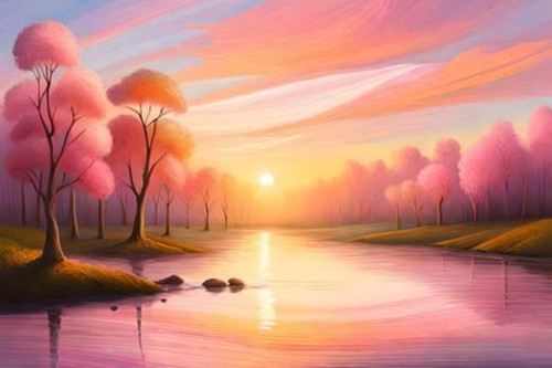 Rosa verträumte landschaft - rosa,