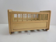 Puppenbett Beigegelb Holz Lattenrosteinsatz 30er Jahre Antik Deko #2511080