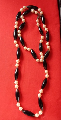 Jugendstil onyx perlen kette - onyx,
