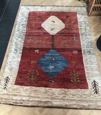 Teppich Gabbeh 100% Wolle (Flor) rot/weiß/blau 275x194cm Dicke: 20-22mm
