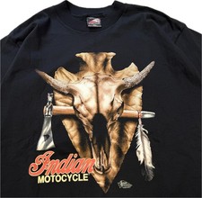 vintage 90s INDIAN MOTORCYCLE Shirt XL Skull harley biker 3d emblem RARE