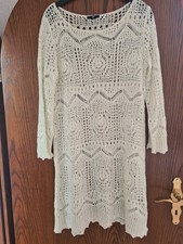 Kleid H&M Boho  Häkelstrick Gr 40 Gr.42 Creme Beige Häkel  Strick Kleid Neu